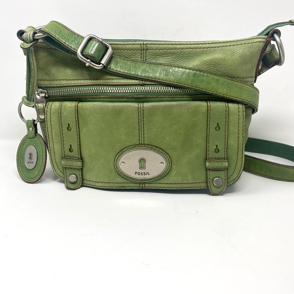 Fossil Maddox Green Leather Crossbody Bag - Picture 1 of 16